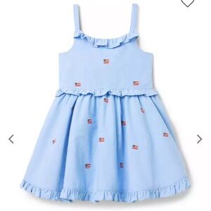Janie and Jack Light Blue Dress with Flag Embroidery